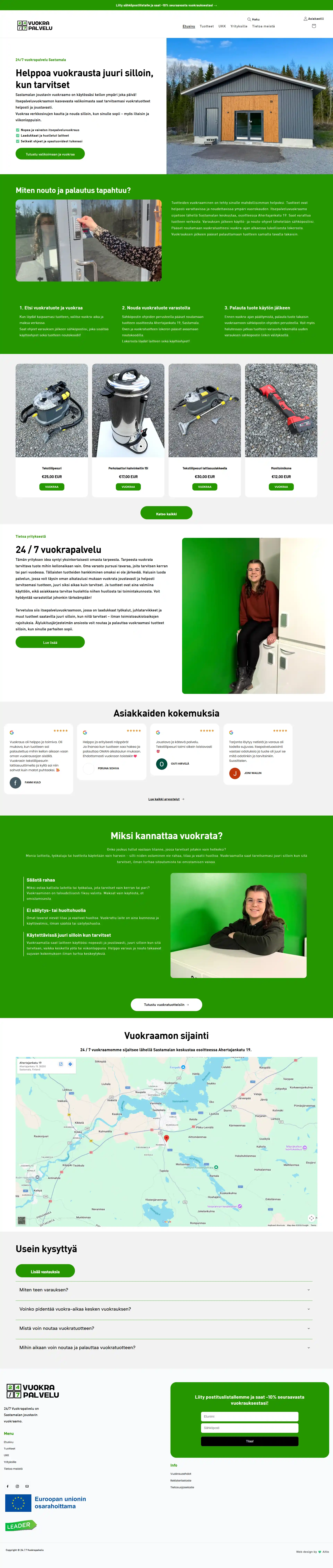 Fully Automated Rental System Built on Shopify for 247Vuokrapalvelu Desktop preview